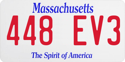 MA license plate 448EV3
