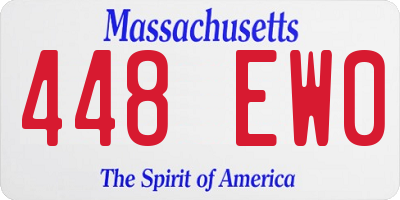 MA license plate 448EW0