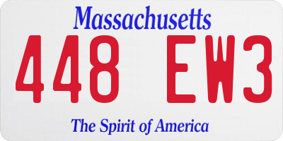 MA license plate 448EW3