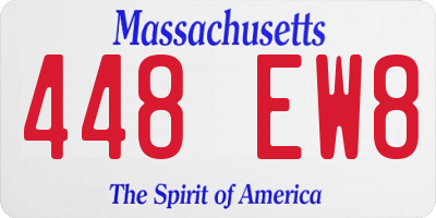 MA license plate 448EW8
