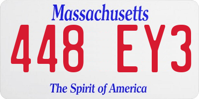 MA license plate 448EY3