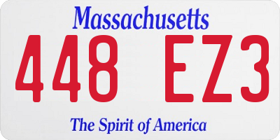 MA license plate 448EZ3