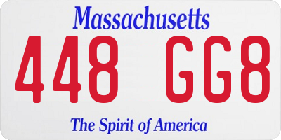 MA license plate 448GG8