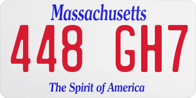 MA license plate 448GH7