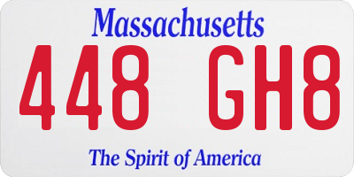 MA license plate 448GH8