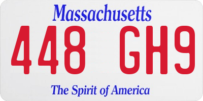 MA license plate 448GH9