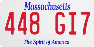 MA license plate 448GI7