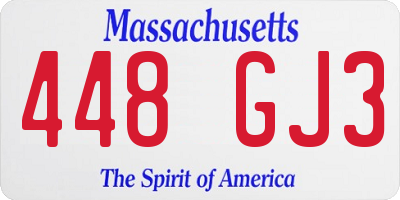 MA license plate 448GJ3
