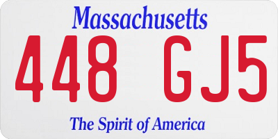 MA license plate 448GJ5