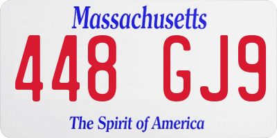 MA license plate 448GJ9