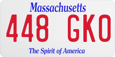 MA license plate 448GK0