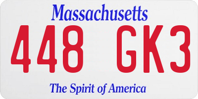 MA license plate 448GK3