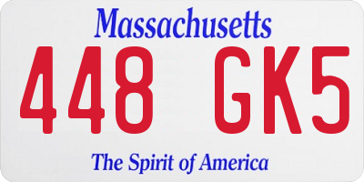 MA license plate 448GK5