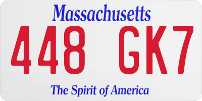 MA license plate 448GK7
