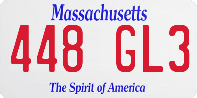 MA license plate 448GL3