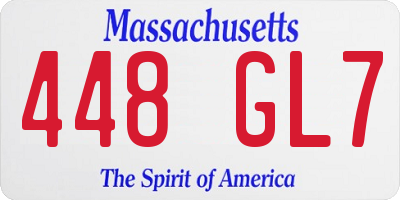 MA license plate 448GL7