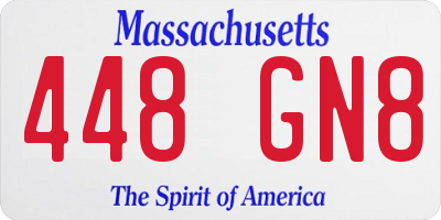 MA license plate 448GN8