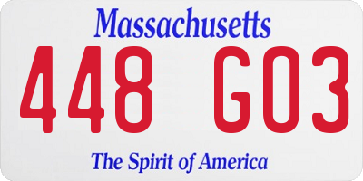 MA license plate 448GO3