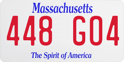 MA license plate 448GO4