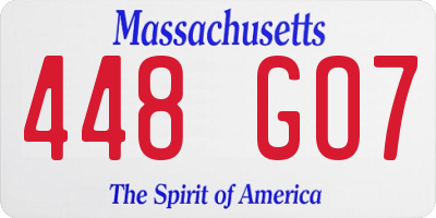 MA license plate 448GO7