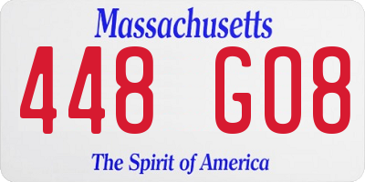 MA license plate 448GO8