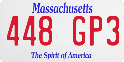 MA license plate 448GP3