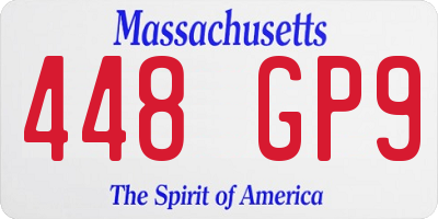 MA license plate 448GP9