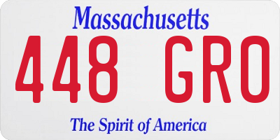 MA license plate 448GR0
