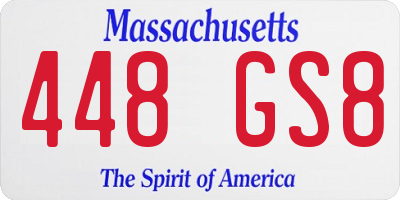 MA license plate 448GS8