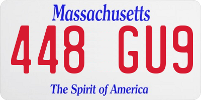 MA license plate 448GU9