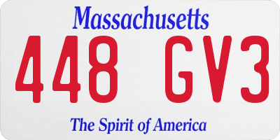 MA license plate 448GV3