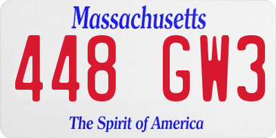 MA license plate 448GW3