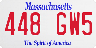 MA license plate 448GW5