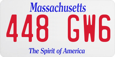 MA license plate 448GW6