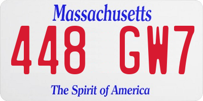 MA license plate 448GW7
