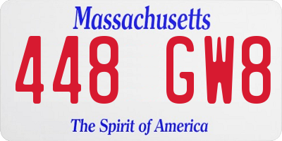 MA license plate 448GW8