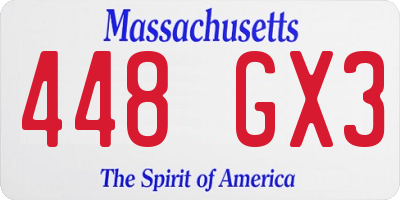 MA license plate 448GX3