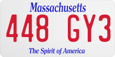 MA license plate 448GY3
