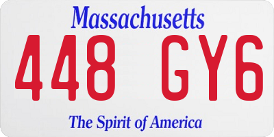 MA license plate 448GY6