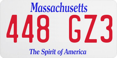 MA license plate 448GZ3