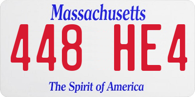 MA license plate 448HE4