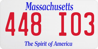MA license plate 448IO3