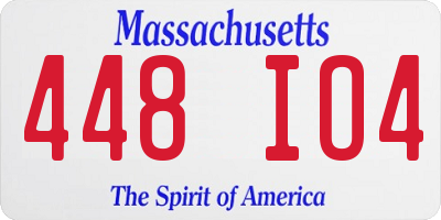 MA license plate 448IO4