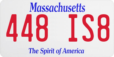 MA license plate 448IS8