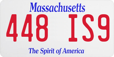 MA license plate 448IS9