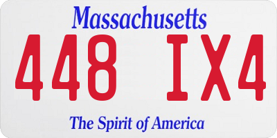 MA license plate 448IX4