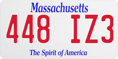 MA license plate 448IZ3
