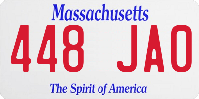 MA license plate 448JA0