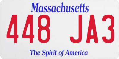MA license plate 448JA3