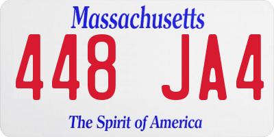 MA license plate 448JA4
